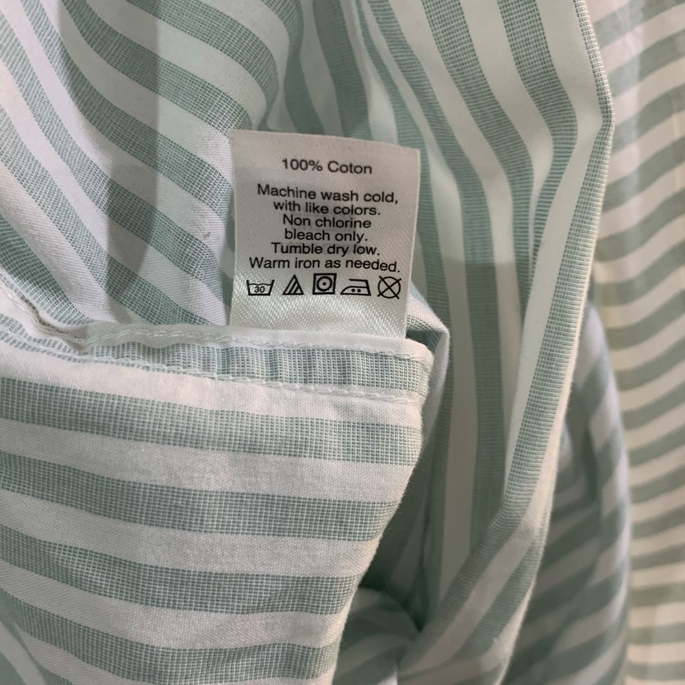J Crew Green and White Striped Button Down | L - Picture 5 of 6